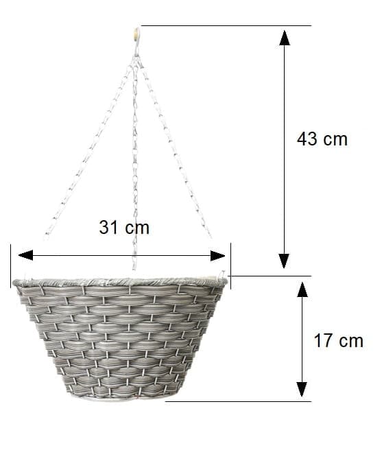 Hängande blomkorg, hängande planteringslåda, technorattan 21B035 PE