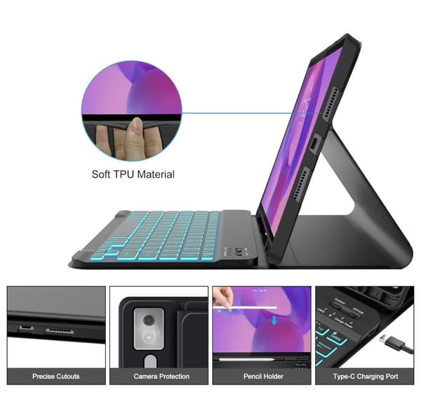 TECH-PRECT SC-KYNÄ + NÄPPÄIMISTÖ LENOVO IDEA TAB PRO / PRO MT 12.7 TB-373 MUSTA
