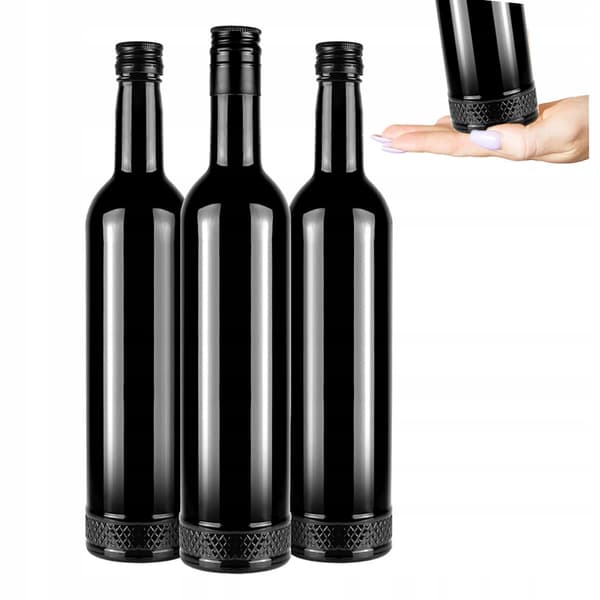 10x Glasflaskor KRISTALL 500ml SVARTA ELEGANT för Alkoholpresent