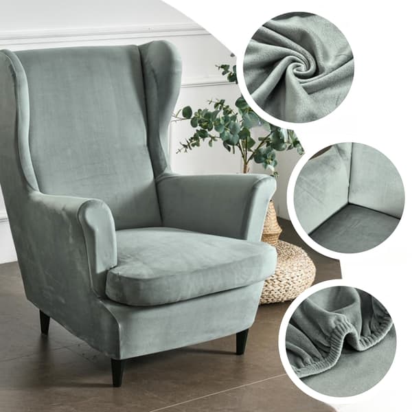 Wingback-tuolin päällinen, joustava, harmaa, helppo puhdistaa, sametti