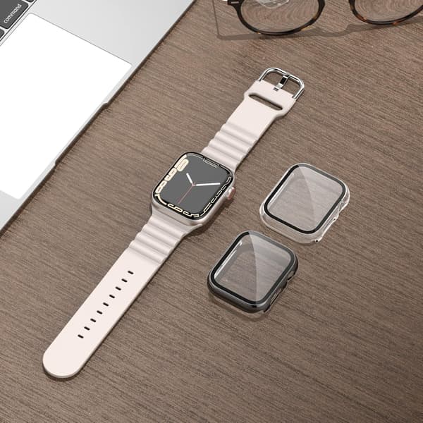 2X ETUI TIL APPLE WATCH 8/7 45MM SORT TRANSPARENT