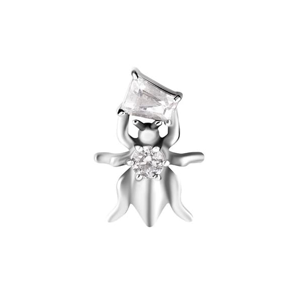 Insticksmutter - skalbagge med vit zirkon - CoCr NF - silver - PI-016