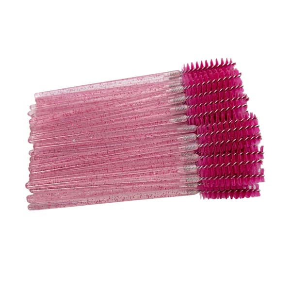 Ögonfransspiralborstar rosa glitter engångs 9,8 cm 50 st.