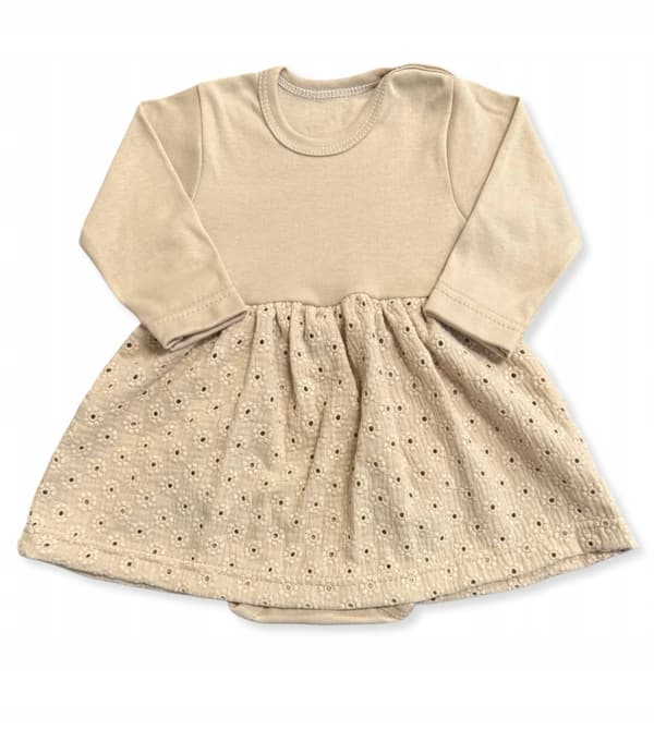 Bodosukienka KLÄNNING storlek 92 långärmad BRODERAD BEIGE