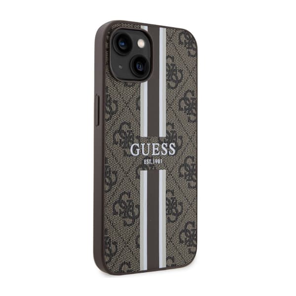 Guess 4G Printed Stripes MagSafe - iPhone 14 -kotelo (ruskea)