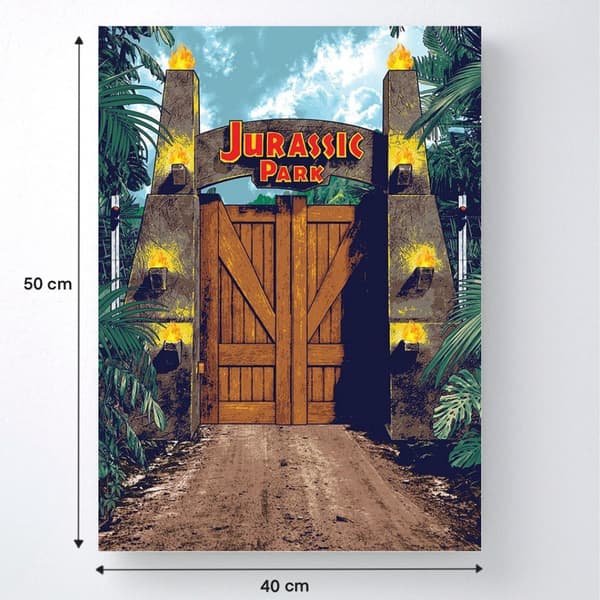 MALING EFTER TAL Billeder til maling Jurassic Park Gate 40x50 cm