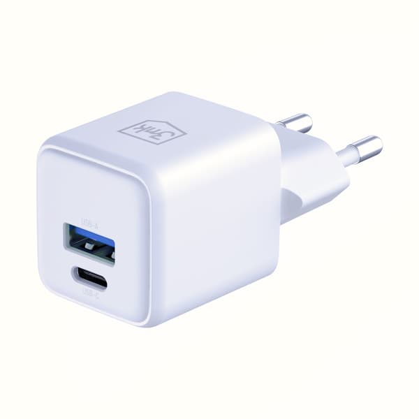 Tilbehør -3mk Hyper GaN Oplader 20W QC4+ PD PPS USB 1A1C Hvid EU