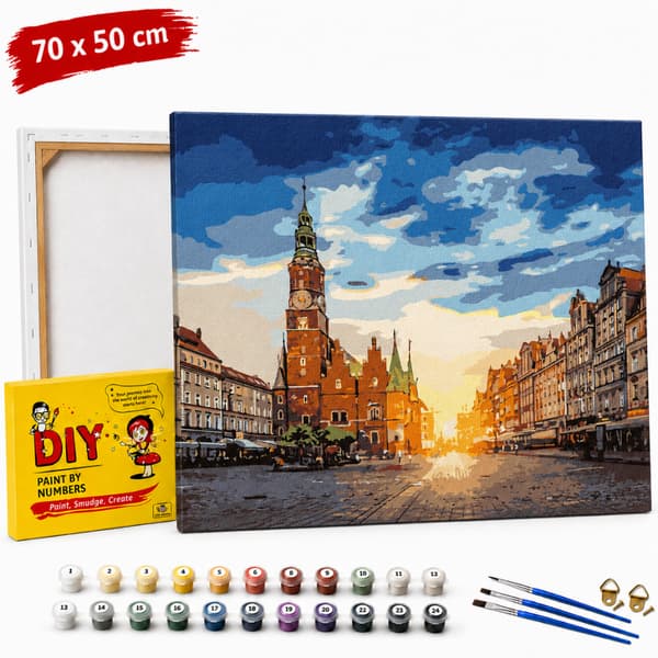 Mal efter nummer billede med ramme Rynek Wrocław 70x50 cm