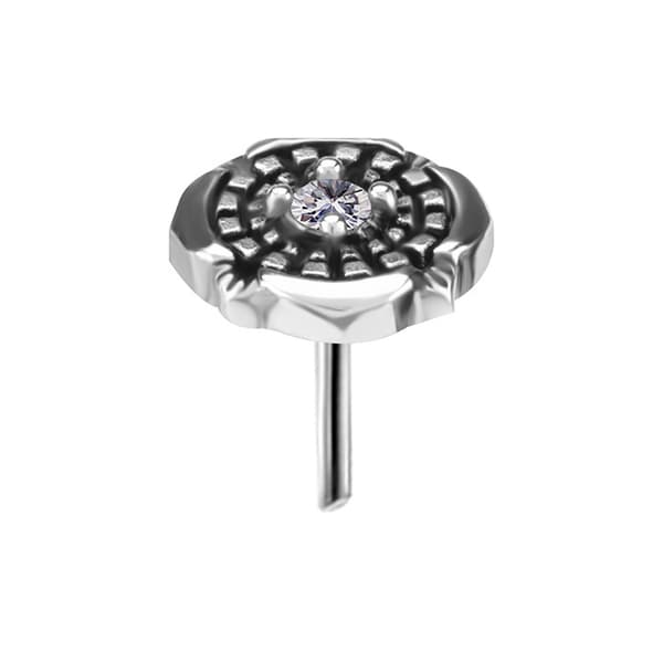 Push-in-hætte - blomst med hvid zirkon - CoCr NF - sølv - PI-015