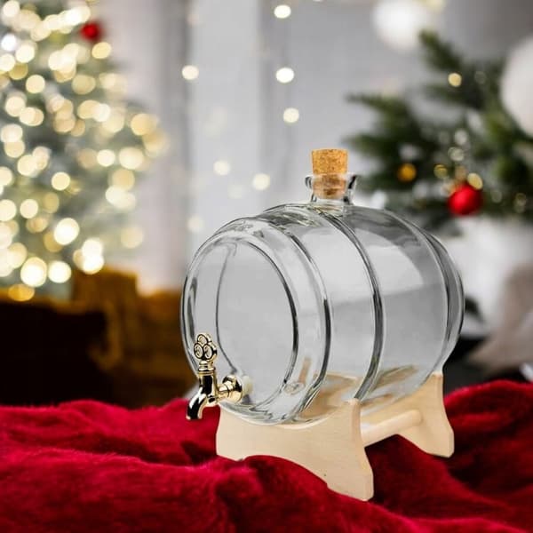 GLASFATT 5L GRÅTT fatfat med kran Julklapp
