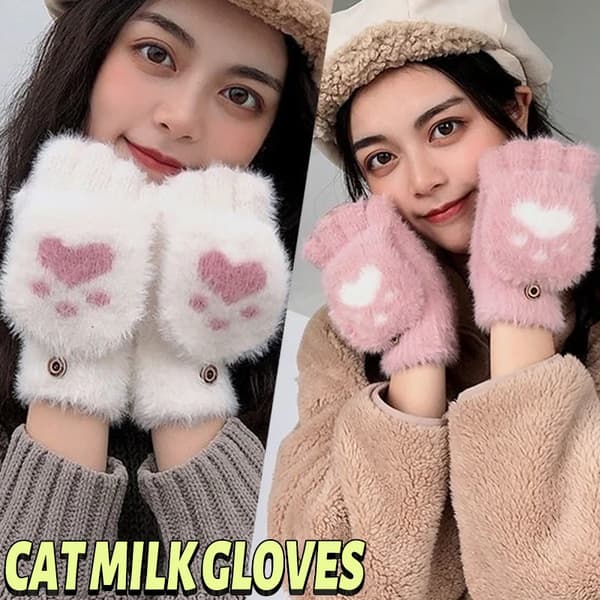DAM FINGERLÖSA HANDSKAR VINTERVARMA PLUSHY BOMULL BEIGE