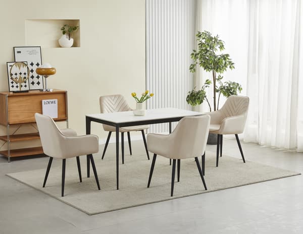 NANA stol - beige sammet / svarta ben x 2