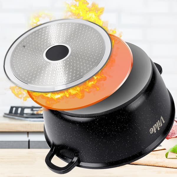 Granitgryde med glaslåg TERRUNA AROMA 28 cm, 5,8 l