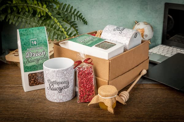 Present lärardagen mugg kaffe honung tryck presentlåda
