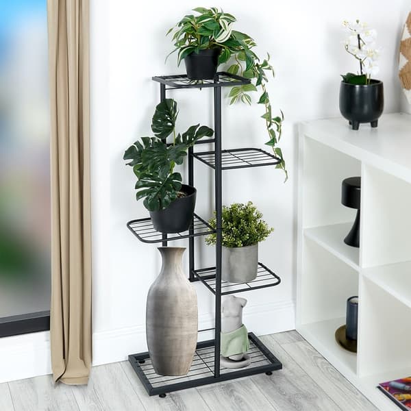 Blomsterstand metal sort 5-niveauer 96 cm