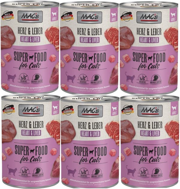 MAC's Kat | Voksen | 400g Dåse - Hjerte og Lever 6x400g