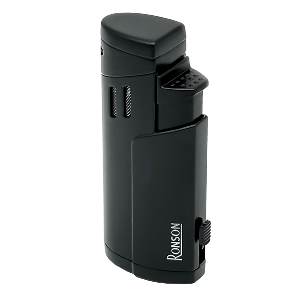 RONSON CYCLON BLACK 3 JET lighter med cigarpunch, glødetråd