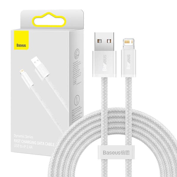 Baseus Dynamic USB-Lightning-kaapeli, 2.4A, 2m (valkoinen)