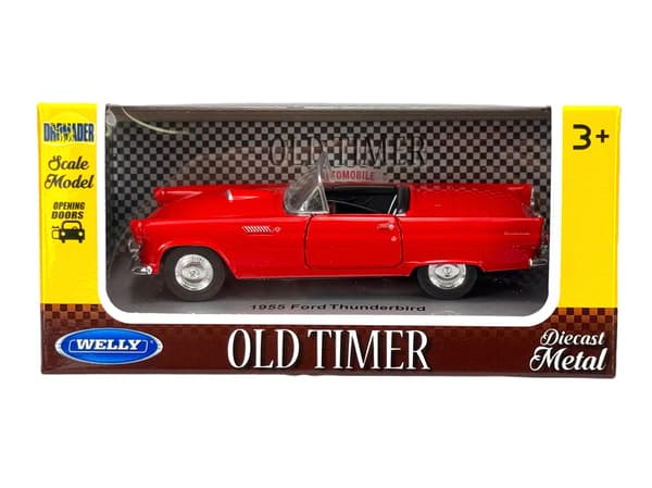 WELLY OLD TIMER 1955 FORD THUNDERBIRD ILMAN KATTOA PUNAINEN 1:34 42366