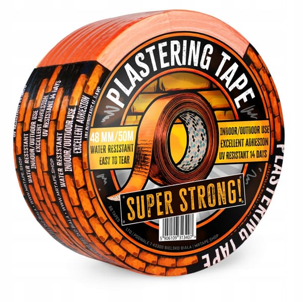 BILLIG ORANGE BYGGTEJP, STARK, 48 mm x 50 m UV