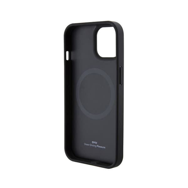 BMW Læder Hot Stamp MagSafe - iPhone 15 Etui (Sort)