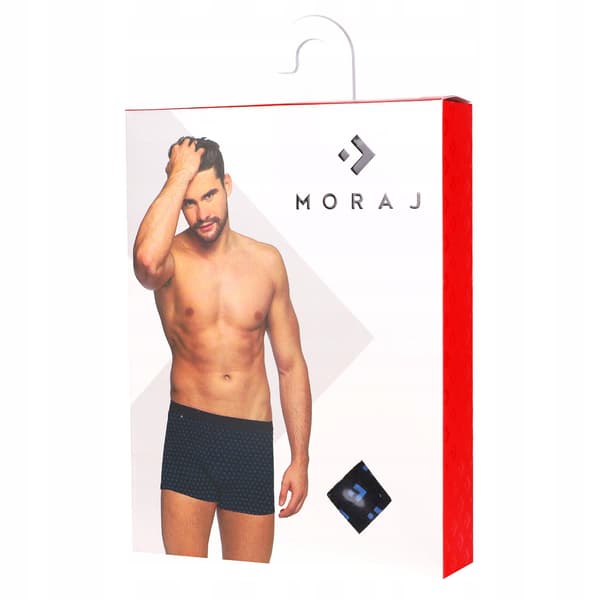 Herrboxershorts i bomull, släta, klassiska, med Moraj-logotyp, 3-pack - M