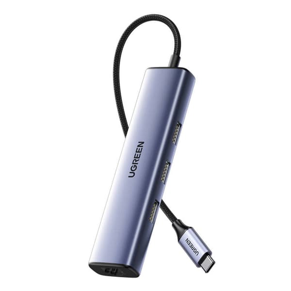 UGREEN CM475 Hub USB-C till 3x USB 3.0, RJ45, USB-C PD-adapter (grå)
