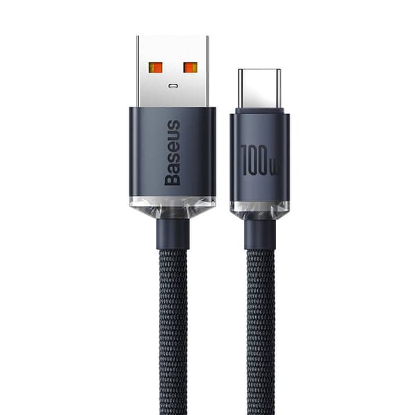 Baseus Crystal Shine USB til USB-C-kabel, 100W, 1,2m (sort)