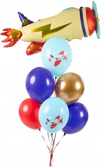Ballonger 30 cm, Flygplan, Pastell Ljusblå 1 st.