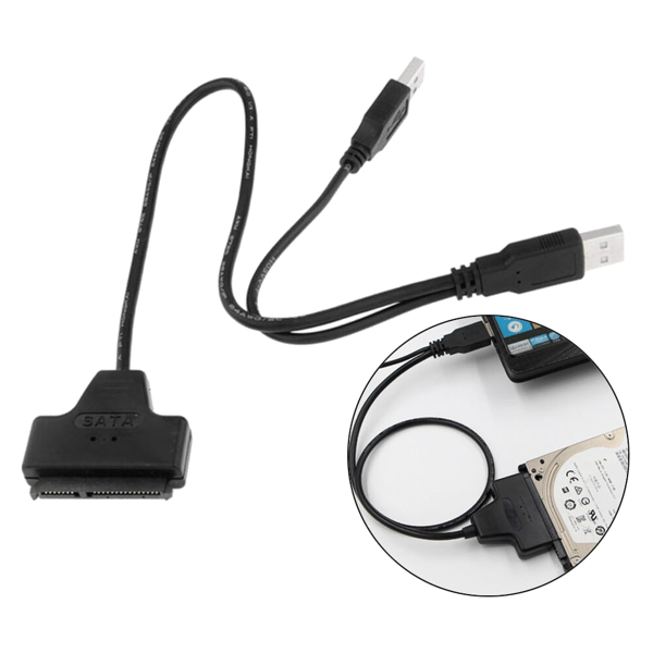 USB 2.0-adapter för 2,5-tums och 3,5-tums SATA-diskar, kabeladapter för SSD-disk