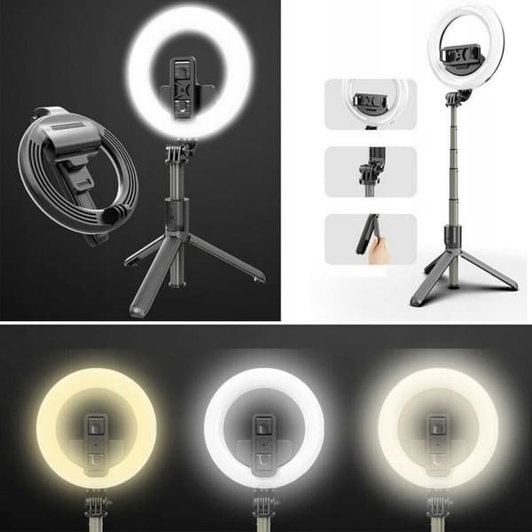 Selfie-stang LED-ringlys med stativ