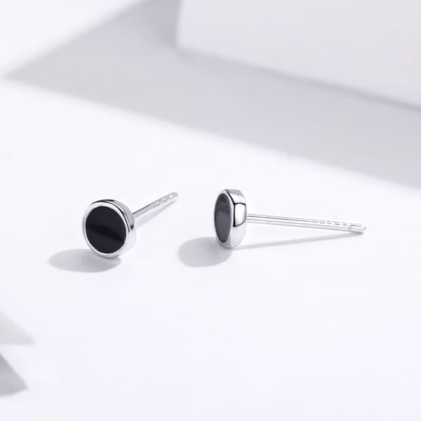 Silverörhängen, svarta ringar, 925 silverörhängen
