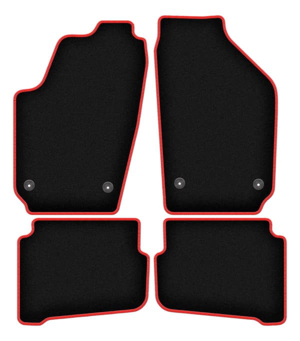 Velour gulvmåtter med rød rand til: Volkswagen Fox hatchback (2005-2011)