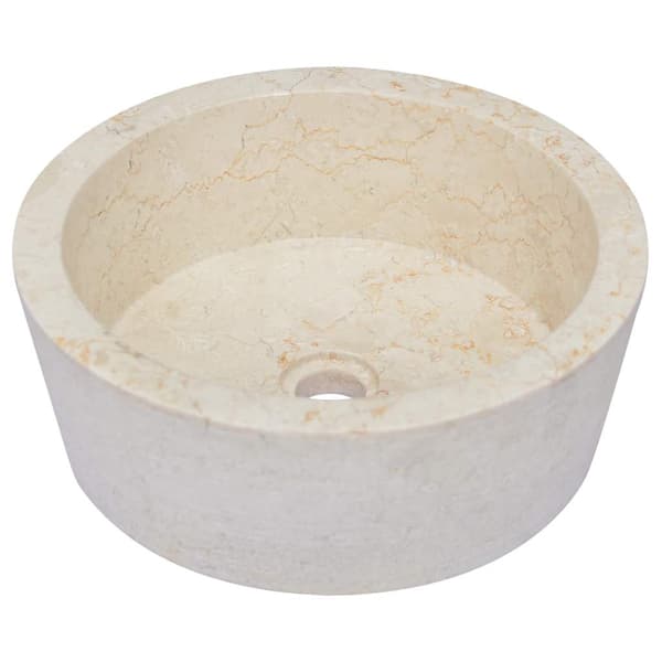 vidaXL Handfat, Creme, Ø40x15 cm, Marmor