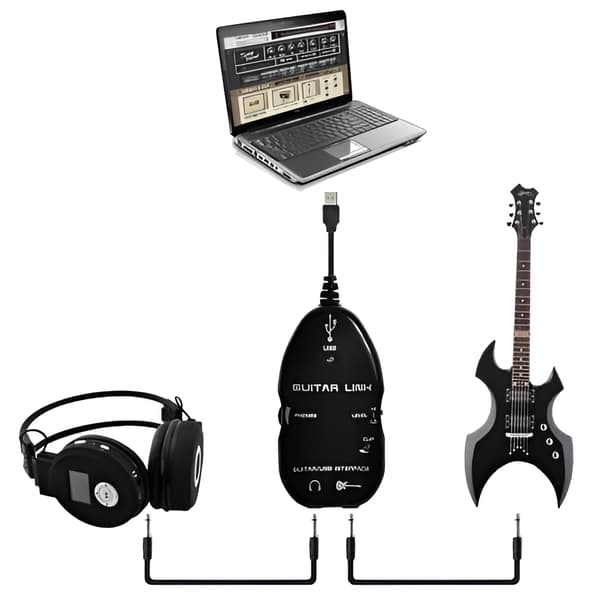 Gitarrgränssnitt för gitarr till USB för PC jack 6,3 mm gitarr 6,3 adapter