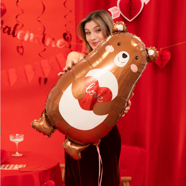Bamse folieballon med hjerte Valentinsdag 48x79cm