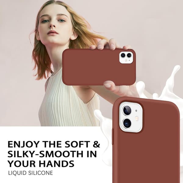 APPLE IPHONE 11 CHOKOLADEBRUN SILIKONEETUIS MED MIKROFIBER A2111