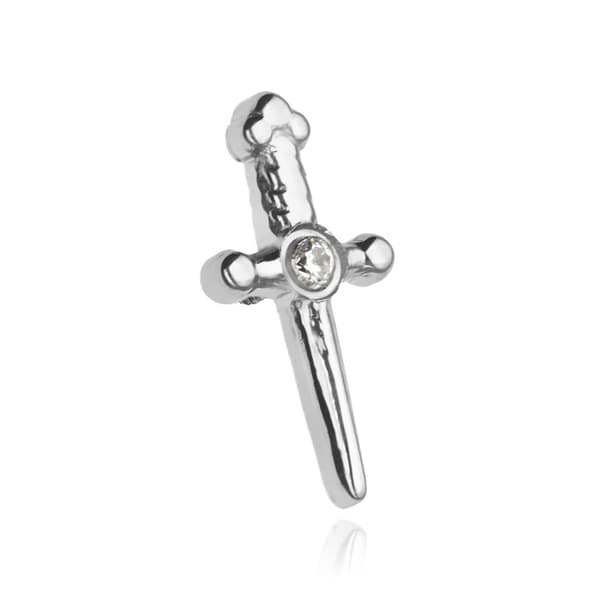 Titanium Dagger Nut med Cubic Zirconia - Sølv - TNA-180 1,2 mm