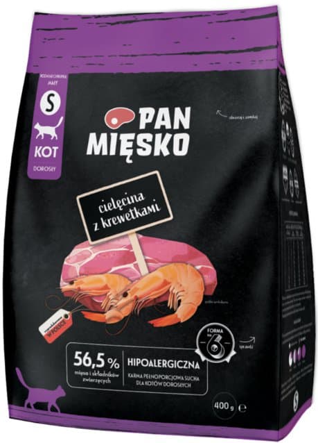 Mr. Meat | Torrfoder för katter | 400 g förpackning - Vuxen | Kalvkött med räkor S 400 g