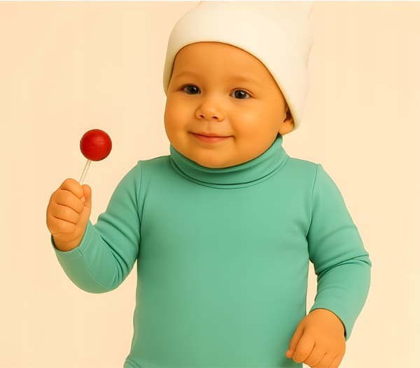 Body med turtleneck 68 spädbarn lång ärm turtleneck mint