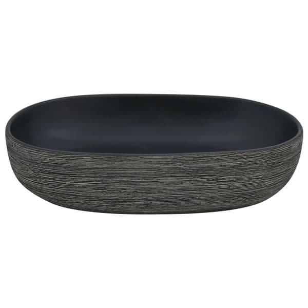 vidaXL bordvask, grå og sort, oval, 59x40x14 cm
