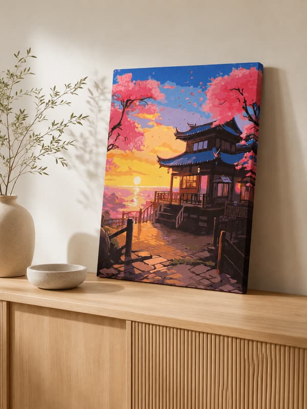 Zen View målning med siffror och ram 40x50 cm