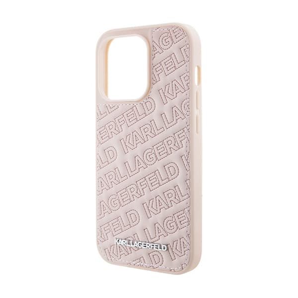 Karl Lagerfeld Quilted K-mönster - iPhone 15 Pro Max-skal (rosa)