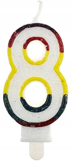 Loistava numero "8" -kynttilä, 1 kpl