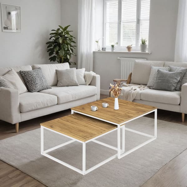 Set med 2 skandinaviska bord VELEN WHITE CRAFT 2in1
