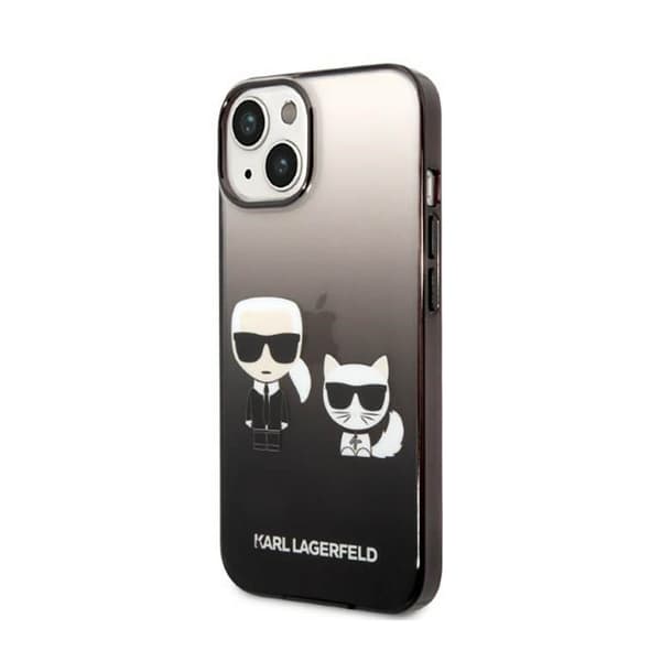 Karl Lagerfeld Gradient Ikonik Karl & Choupette - iPhone 14 Plus -kotelo (musta)