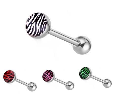 Zebra tungepiercing rød - KJ-065 1.6/16/5