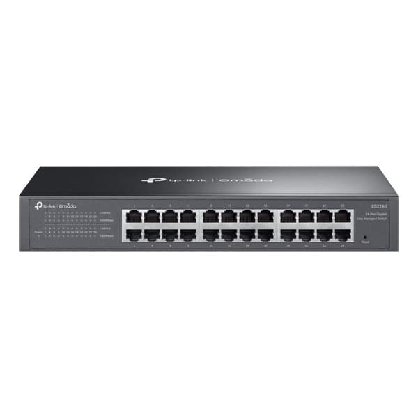 TP-LINK ES224G Managed Switch, 24 Gigabit-portar, Svart