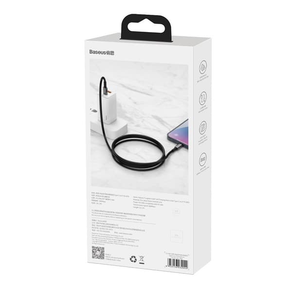 Baseus Tungsten Gold USB-C til Lightning-kabel, 20W, 5A, PD, 2m (sort)