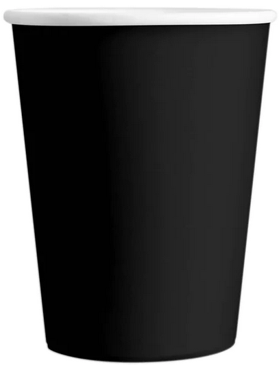 Sorte fødselsdags papkrus 220ml 6 stk.